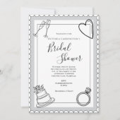 白黒モダンブライダルシャワー 招待状 (正面)