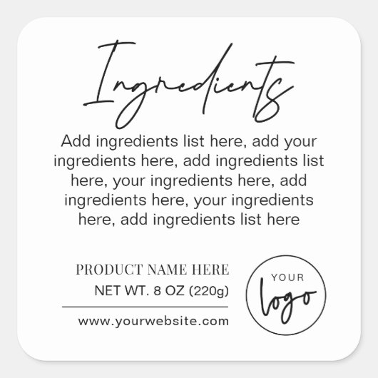 白黒モダンブランドロゴ製品素材 スクエアシール (正面)