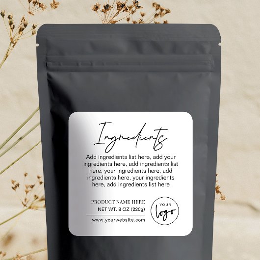 白黒モダンブランドロゴ製品素材 スクエアシール