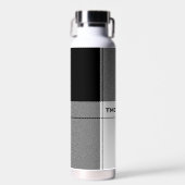 白黒モダンプレイドイニシャルシ名門私立校風のック ウォーターボトル (正面)