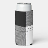 白黒モダンプレイドイニシャルシ名門私立校風のック スリム缶クーラー (Seltzer正面)