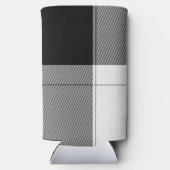 白黒モダンプレイドイニシャルシ名門私立校風のック スリム缶クーラー (裏面)