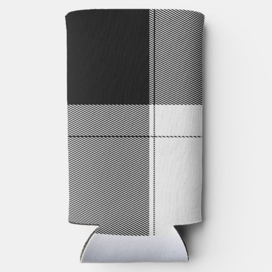 白黒モダンプレイドイニシャルシ名門私立校風のック スリム缶クーラー (裏面)