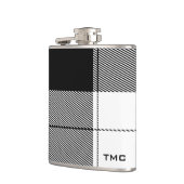 白黒モダンプレイドイニシャルシ名門私立校風のック フラスク (左)