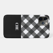 白黒モダンプレイドモノグラム Case-Mate iPhoneケース (裏面(横))