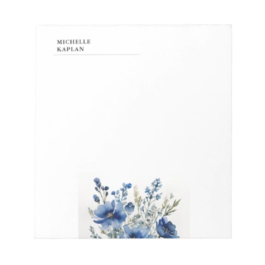 白黒モダンプロフェッショナル水彩花 ノートパッド (正面)