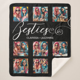 /白黒モダンベスティー9フォトコラージュ シェルパブランケット