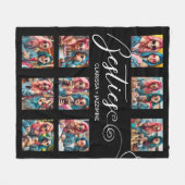 白黒モダンベスティー9フォトコラージュ フリースブランケット (正面(横))