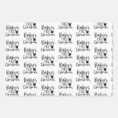 白黒モダンベビー初めてのクリスマスギフト ラッピングペーパーシート (正面2)