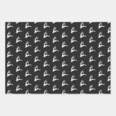 白黒モダンベージュノルディッククリスマスディアー ラッピングペーパーシート (正面)