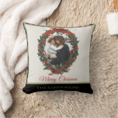 白黒モダンホリデーフォトリースクリスマス クッション (ブランケット)
