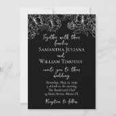 白黒モダンボークラシックホミニマル結婚リスト 招待状 (正面)