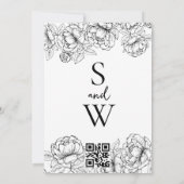 白黒モダンボークラシックホミニマル結婚リスト 招待状 (裏面)