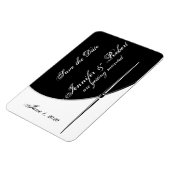 白黒モダンポッシュウェディング日付の保存 マグネット (左側)