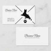 白黒モダンポーシルエットドッグ歩く 名刺 (正面/裏面)