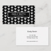 白黒モダンポープリントペットトリマー 名刺 (正面/裏面)