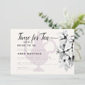 白黒モダンマグノリア茶ブライダル時間 招待状 (スタンド正面)