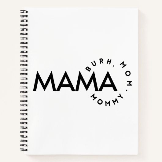 白黒モダンママMommy Bruh Notebook ノートブック (正面)