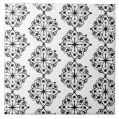 白黒モダンマンダラマーブルセラミックタイル タイル (正面)