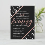 白黒モダンマーブルバラ金ゴールドシック夕べ 招待状 (スタンド正面)