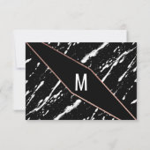 白黒モダンマーブルバラ金ゴールドシック セーブザデート (裏面)