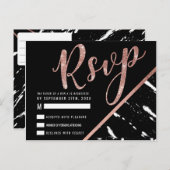 白黒モダンマーブルバラ金ゴールドシックRSVP ポストカード (正面/裏面)