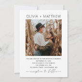 白黒モダンミニマシンプルリム写真結婚の 招待状 (正面)