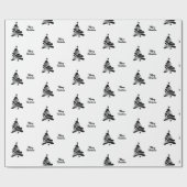 白黒モダンミニマリストのクリスマスツリー ラッピングペーパー (フラット)