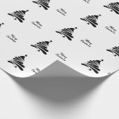 白黒モダンミニマリストのクリスマスツリー ラッピングペーパー (角)