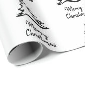 白黒モダンミニマリストのクリスマスツリー ラッピングペーパー (ロールコーナー)