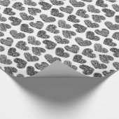 白黒モダンミニマリストのドードルハート ラッピングペーパー (角)