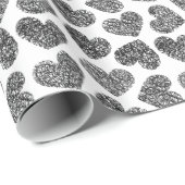 白黒モダンミニマリストのドードルハート ラッピングペーパー (ロールコーナー)