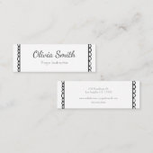 白黒モダンミニマリストのホタテの線 スキニー名刺 (正面/裏面)