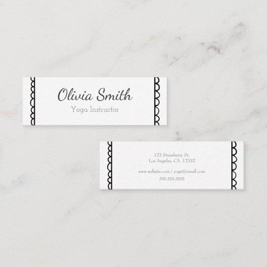 白黒モダンミニマリストのホタテの線 スキニー名刺 (正面/裏面)