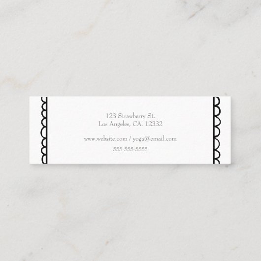 白黒モダンミニマリストのホタテの線 スキニー名刺 (裏面)