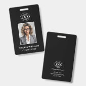 白黒モダンミニマリストの従業員写真 バッジ (正面＆裏面)