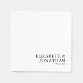 白黒モダンミニマリストカップル名 スタンダードカクテルナプキン (正面)