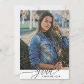 白黒モダンミニマリスト4写真の卒業 招待状 (正面)