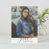 白黒モダンミニマリスト4写真の卒業 招待状 (スタンド正面)