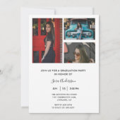 白黒モダンミニマリスト4写真の卒業 招待状 (裏面)