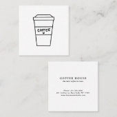 白黒モダンミニマルかわいいコーヒーカップ スクエア名刺 (正面/裏面)