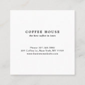 白黒モダンミニマルかわいいコーヒーカップ スクエア名刺 (裏面)