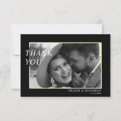 白黒モダンミニマルでエレガントな結婚式 サンキューカード (正面)