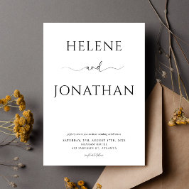 白黒モダンミニマルでエレガントな結婚式 招待状