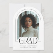 白黒モダンミニマルの写真の発表 招待状 (正面)