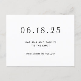 白黒モダンミニマルの日付の保存 案内ポストカード