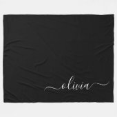 白黒モダンミニマルエレガントム フリースブランケット (正面(横))