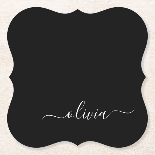 白黒モダンミニマルエレガントム ペーパーコースター (正面)