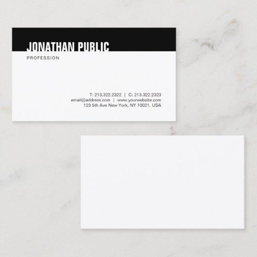白黒モダンミニマルエレガントリストテンプレート 名刺 (正面/裏面)