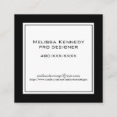 白黒モダンミニマルクラシック スクエア名刺 (裏面)